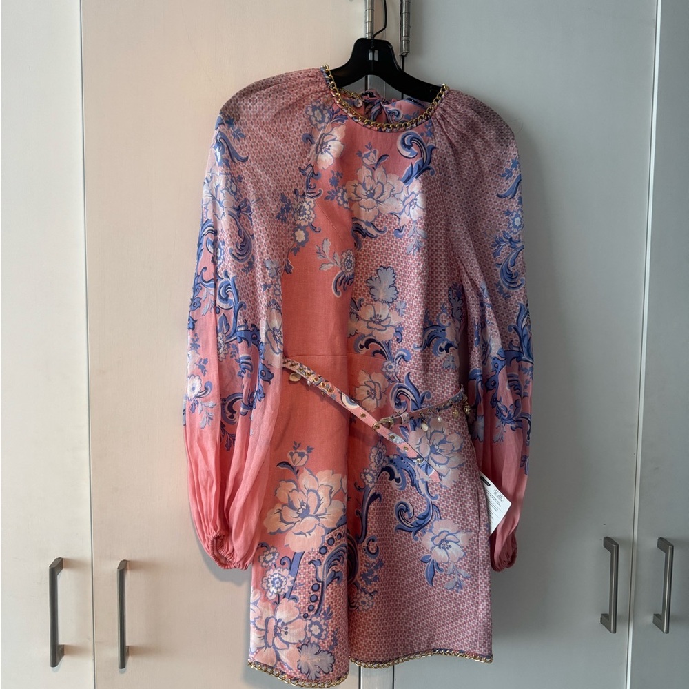 Zimmerman Poscard Mini Pink and Blue Boho Tunic Dress - Picture 2 of 4